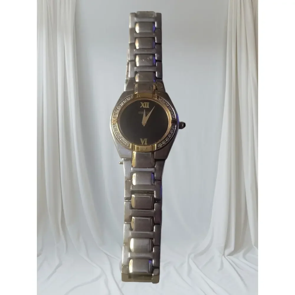 Seiko Ladies Seiko Dress Watch Black Dial Stones‎ around Bezel Elegant Classy